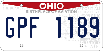 OH license plate GPF1189