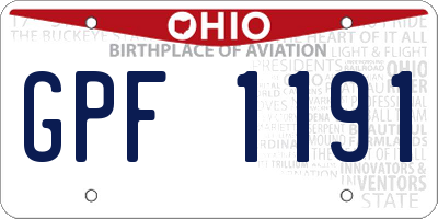 OH license plate GPF1191