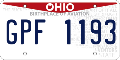 OH license plate GPF1193