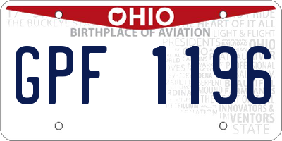 OH license plate GPF1196