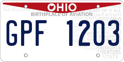 OH license plate GPF1203