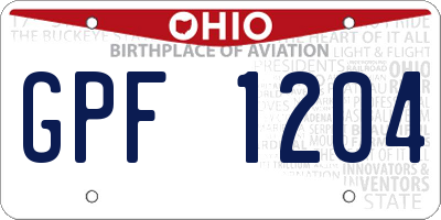 OH license plate GPF1204