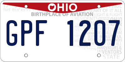 OH license plate GPF1207