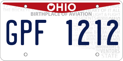 OH license plate GPF1212
