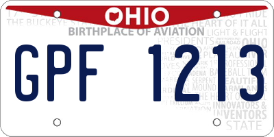 OH license plate GPF1213
