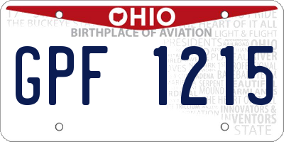 OH license plate GPF1215