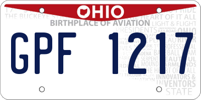 OH license plate GPF1217