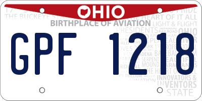 OH license plate GPF1218