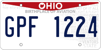 OH license plate GPF1224