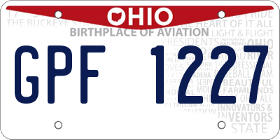 OH license plate GPF1227