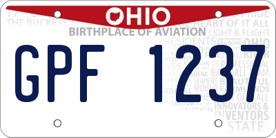 OH license plate GPF1237