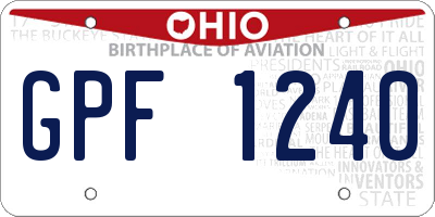 OH license plate GPF1240