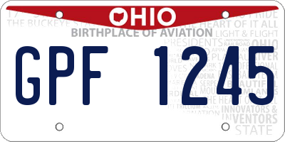 OH license plate GPF1245