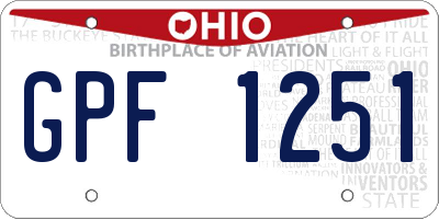 OH license plate GPF1251