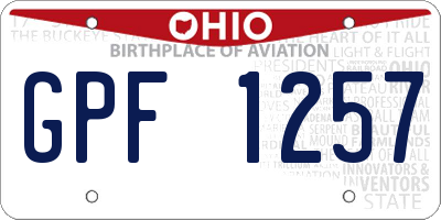 OH license plate GPF1257