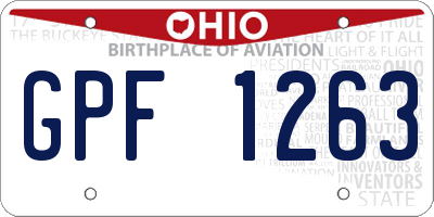 OH license plate GPF1263