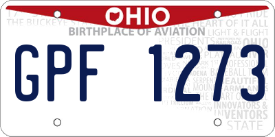 OH license plate GPF1273