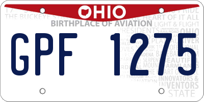 OH license plate GPF1275