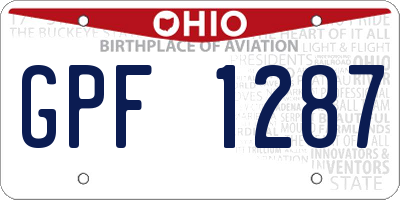 OH license plate GPF1287