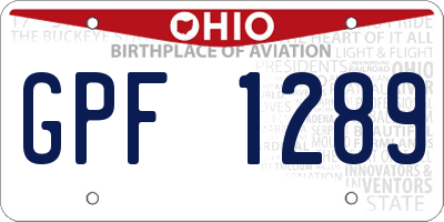 OH license plate GPF1289
