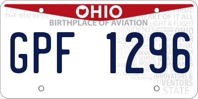 OH license plate GPF1296