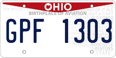 OH license plate GPF1303
