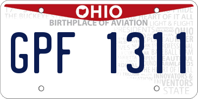 OH license plate GPF1311