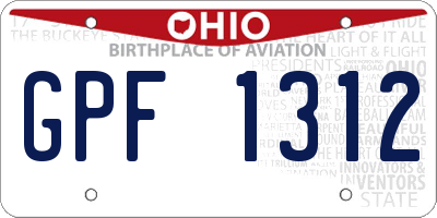 OH license plate GPF1312