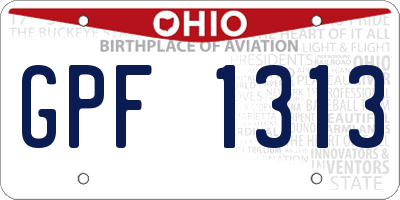 OH license plate GPF1313