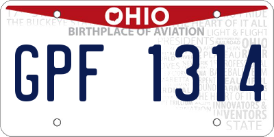 OH license plate GPF1314