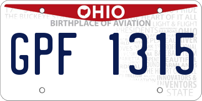 OH license plate GPF1315