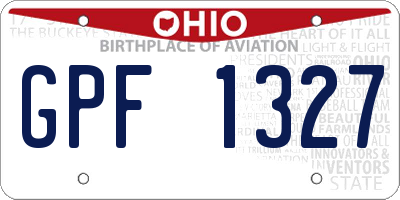OH license plate GPF1327