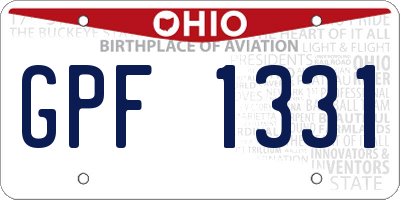 OH license plate GPF1331