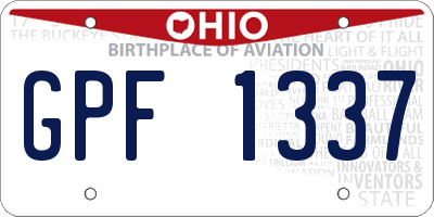 OH license plate GPF1337