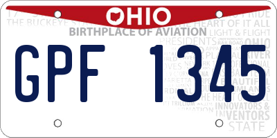 OH license plate GPF1345