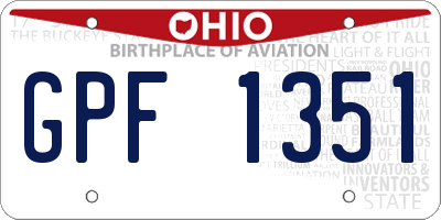 OH license plate GPF1351