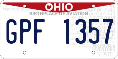 OH license plate GPF1357