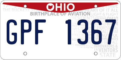 OH license plate GPF1367