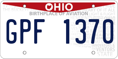 OH license plate GPF1370