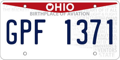 OH license plate GPF1371