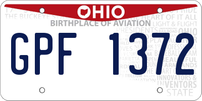 OH license plate GPF1372