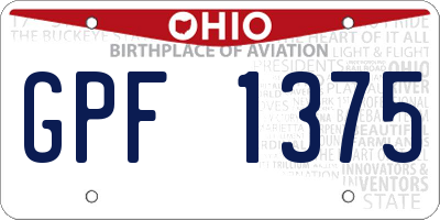 OH license plate GPF1375