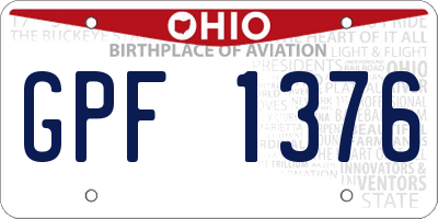 OH license plate GPF1376