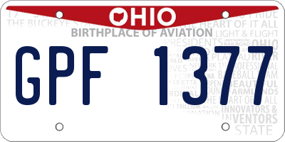 OH license plate GPF1377