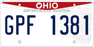 OH license plate GPF1381