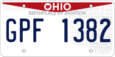 OH license plate GPF1382