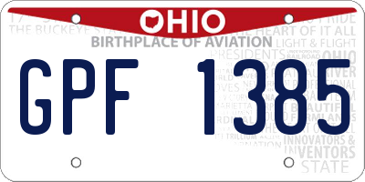 OH license plate GPF1385