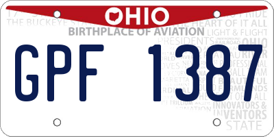 OH license plate GPF1387