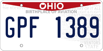 OH license plate GPF1389