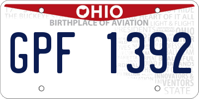 OH license plate GPF1392